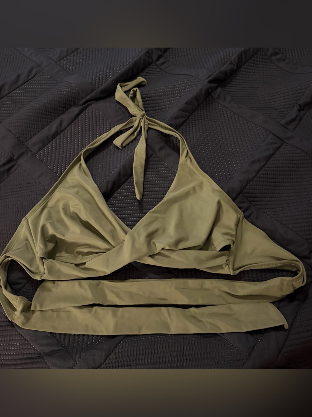 Time and Tru Olive Green Swim Top with Tie Neck Size XL (16-18)